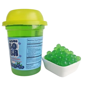 1 cup raspberry flavour boba drink and poppping boba