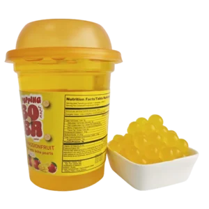 1 cup mango passion fruit flavour boba drink and poppping boba