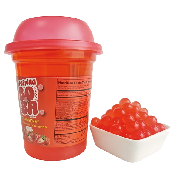 1 cup strawberry flavour boba drink and poppping boba